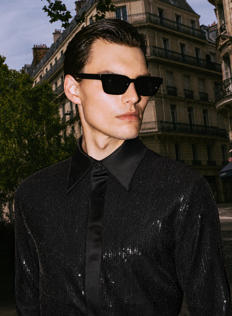 Black Sequin Embellished Shirt
