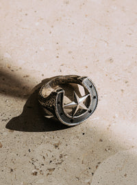Silver Horseshoe Star Ring