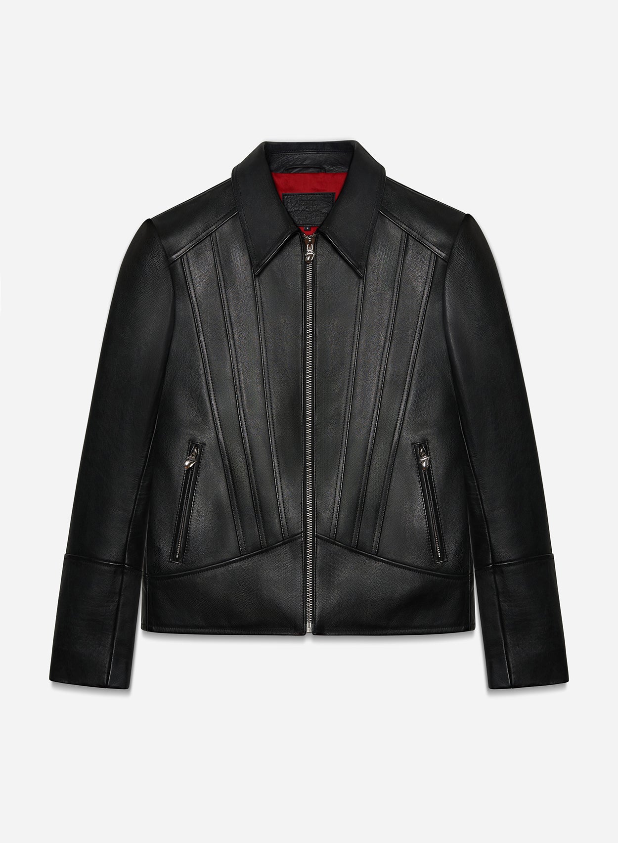 Front Panel Jacket Phix X Rolling Stones Black Leather Panel Jacket & Phix