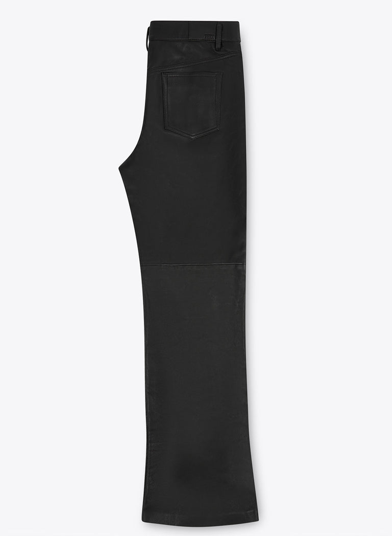 Leather Mid-Rise Flared Trousers