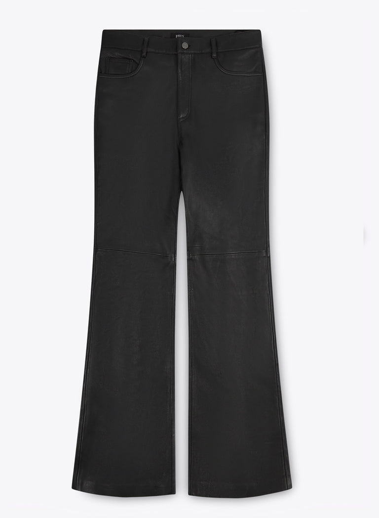 Leather Mid-Rise Flared Trousers
