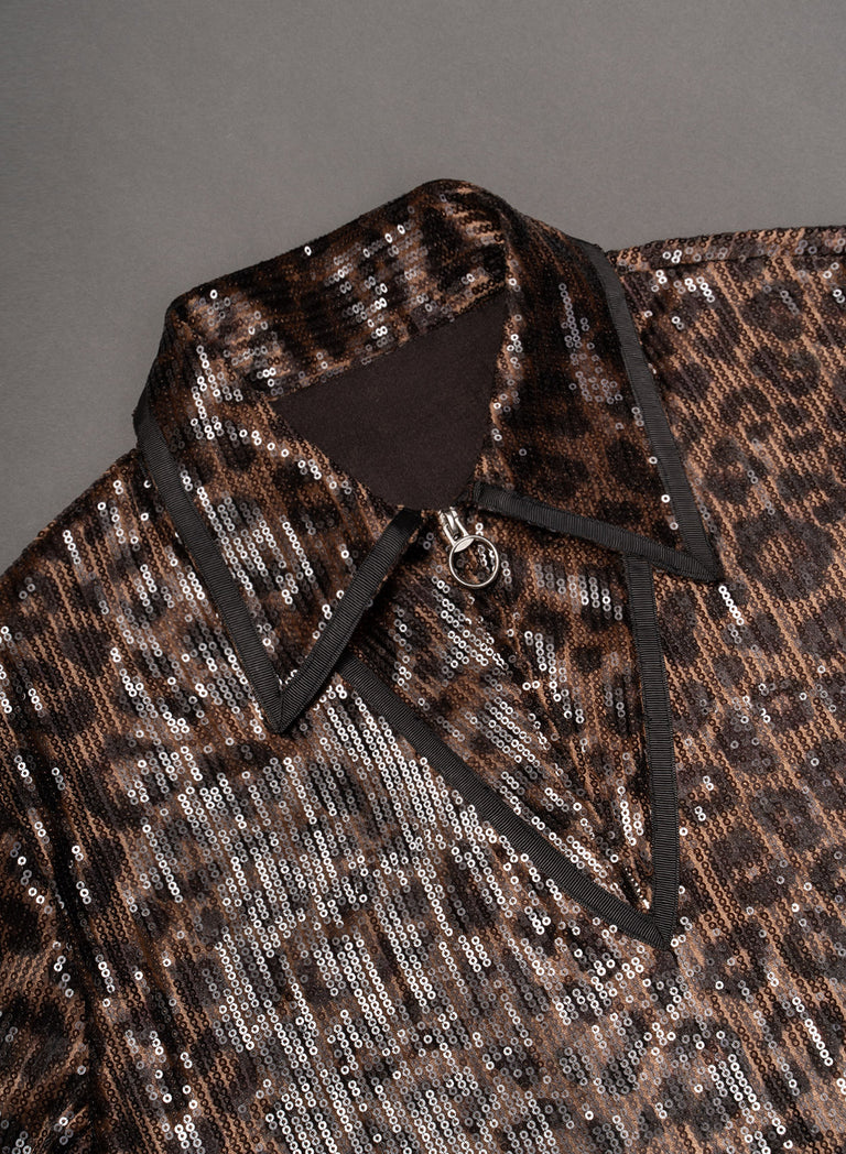 Leopard Sequin Carnaby Polo Shirt