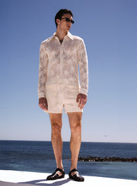 Off-White Palm Embroidery Crochet Shorts