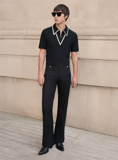 Black Wool Pin Belt Flare