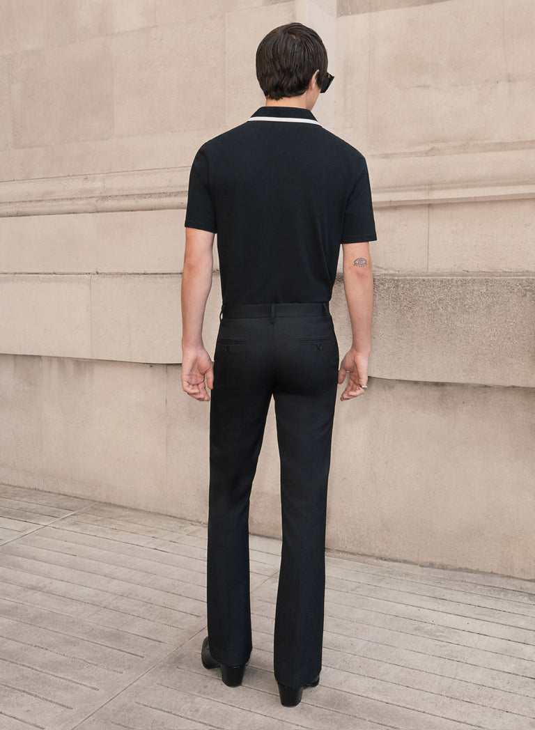 Black Wool Pin Belt Flare