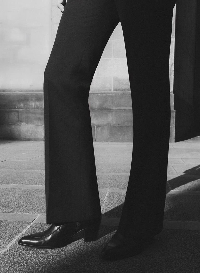 Black Wool Pin Belt Flare