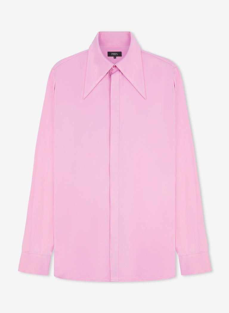 Pink Viscose Dagger Collar Shirt