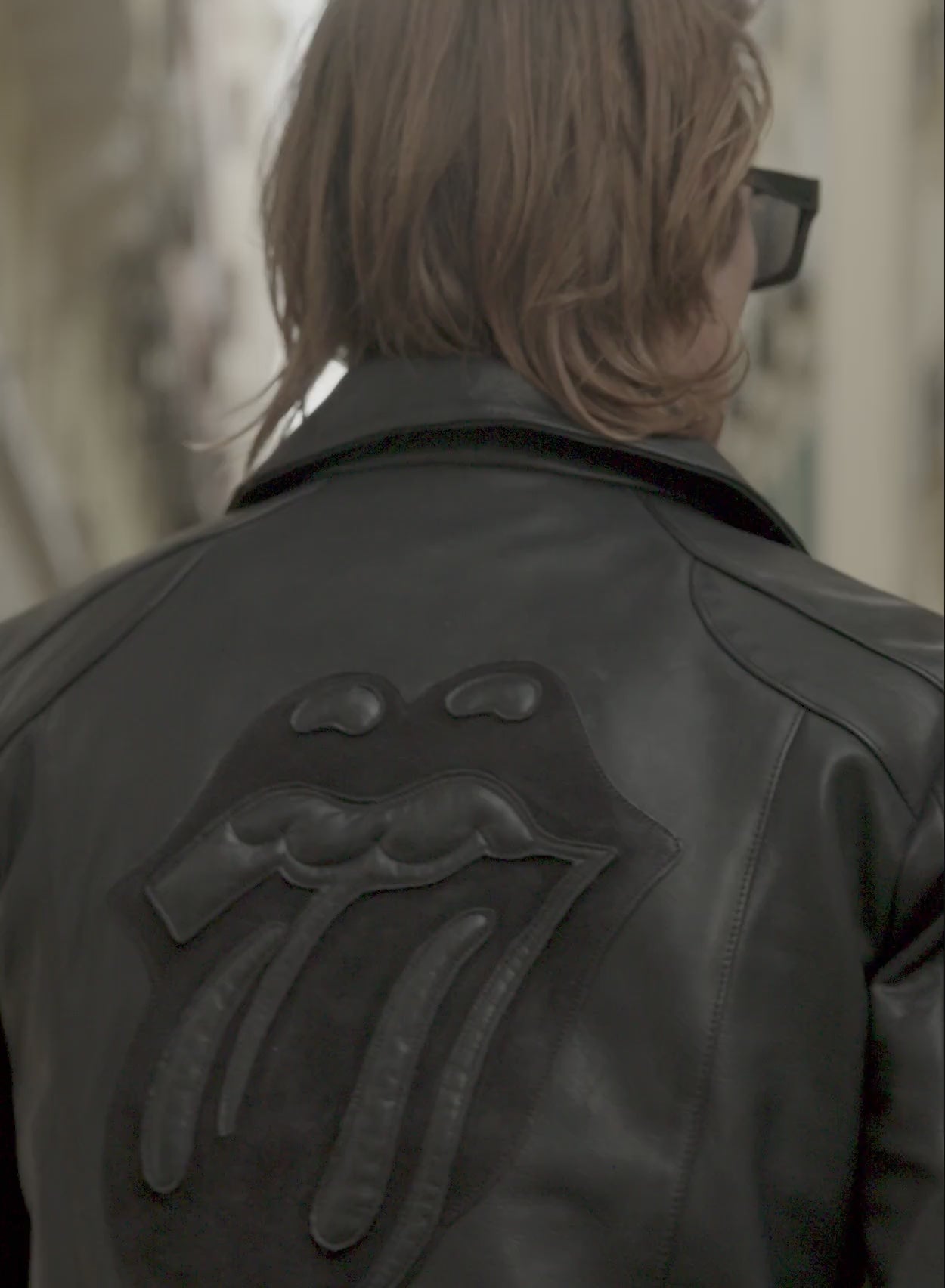 Phix X Rolling Stones Leather Lips Suede Patch Biker Jacket ‐ Phix