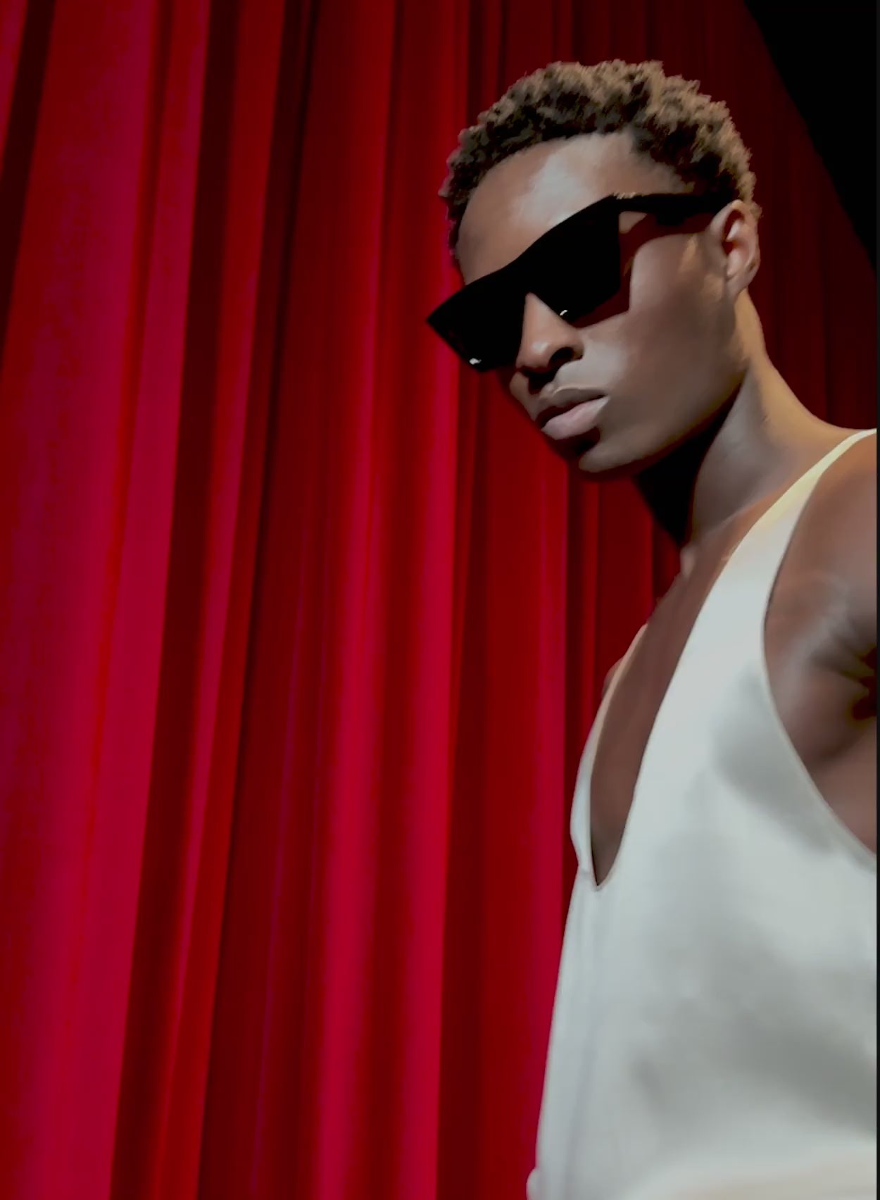 Pearl White Silk Satin Scoop Neck Vest ‐ Phix