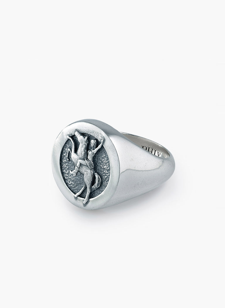 Silver Horse Western Signet Ring
