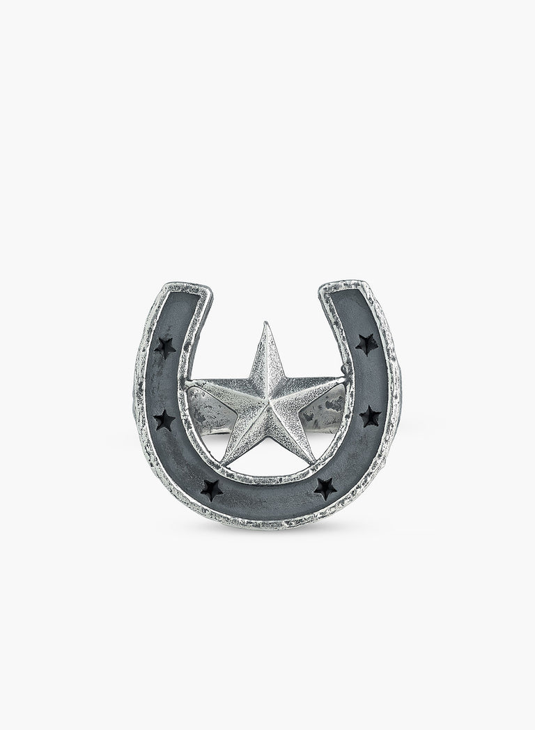 Silver Horseshoe Star Ring