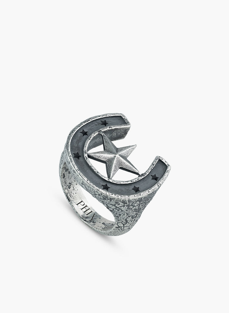 Silver Horseshoe Star Ring