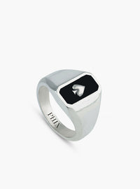 Silver Ace of Spades Signet Ring