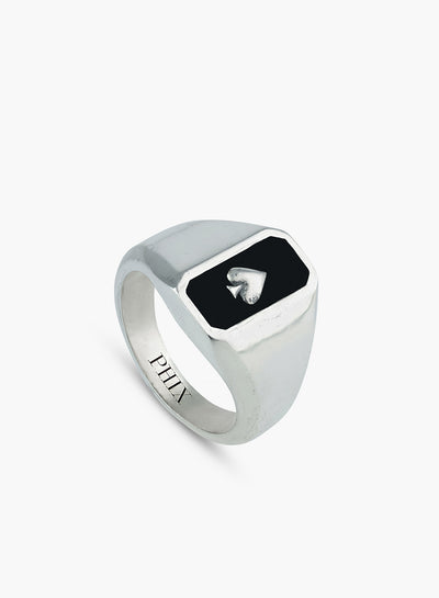 Silver Ace of Spades Signet Ring