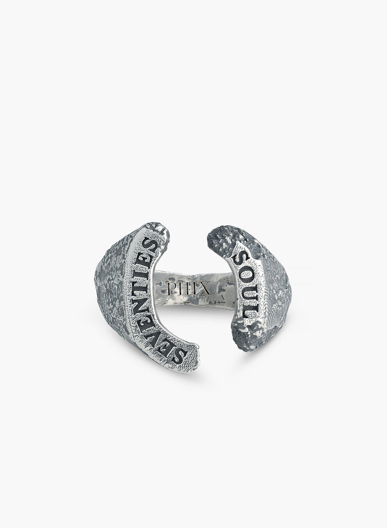 Silver Seventies Soul Textured Cuff Ring