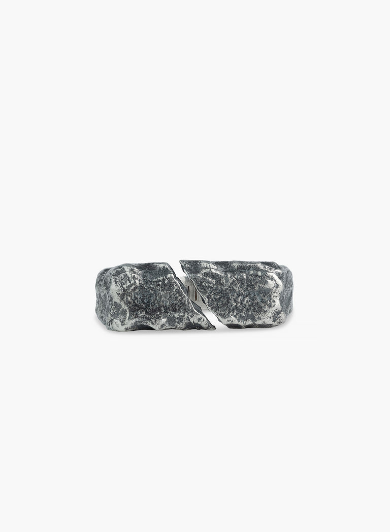 Silver Cracked Distressed Ring