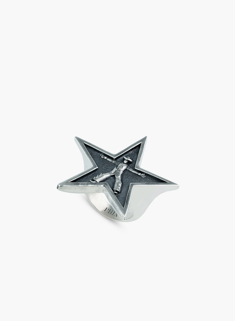 Silver Cowboy Oversized Western Star Ring