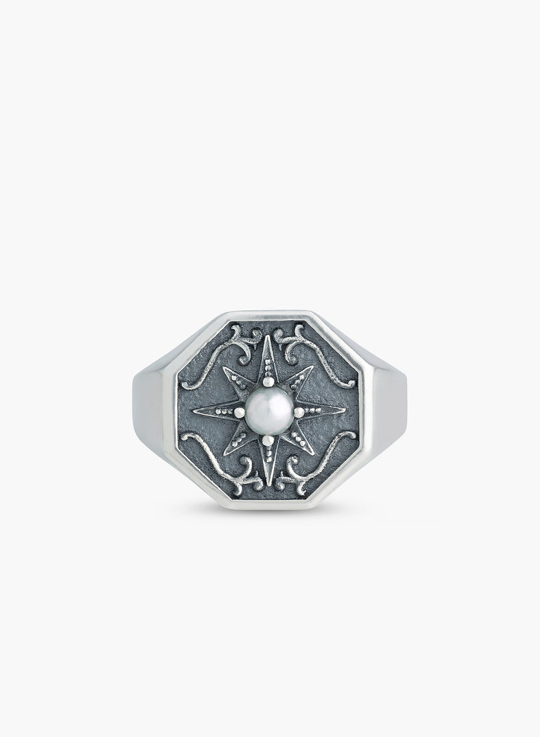 Silver Solis Pearl Ring