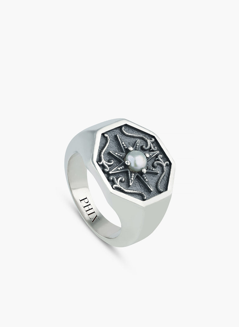 Silver Solis Pearl Ring