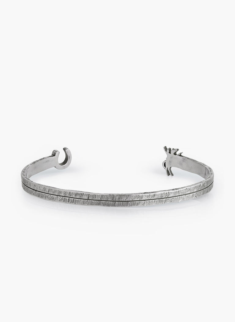 Silver Cowgirl & Horseshoe Cuff Bangle
