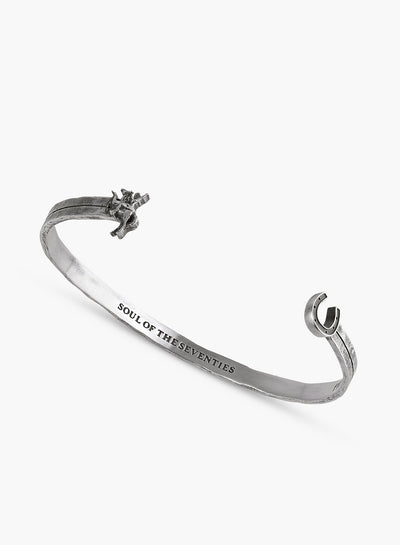 Silver Cowgirl & Horseshoe Cuff Bangle