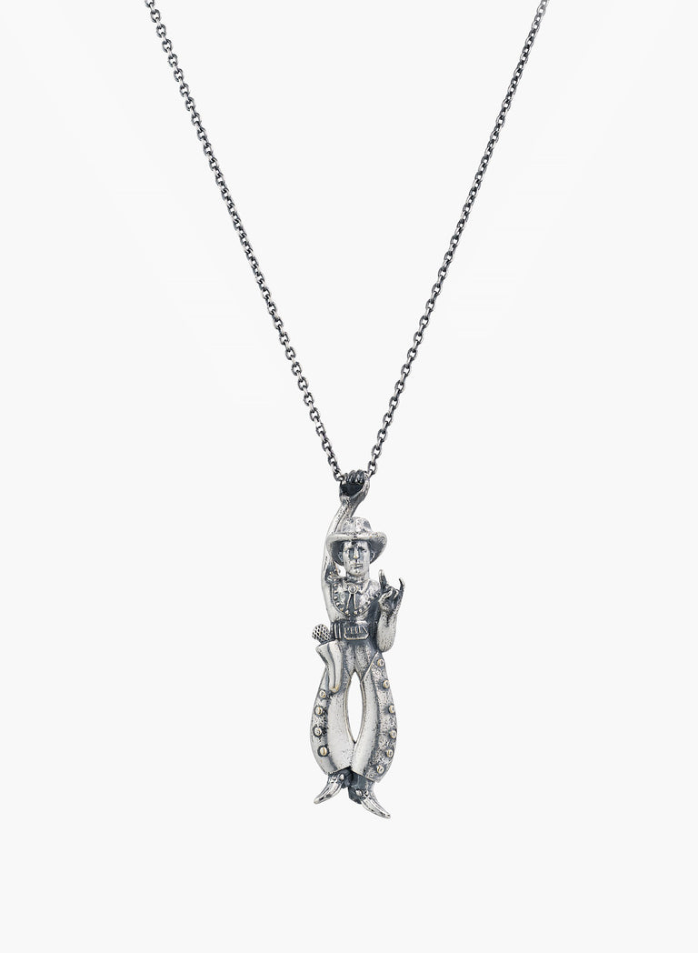 Silver Cowboy Pendant Necklace