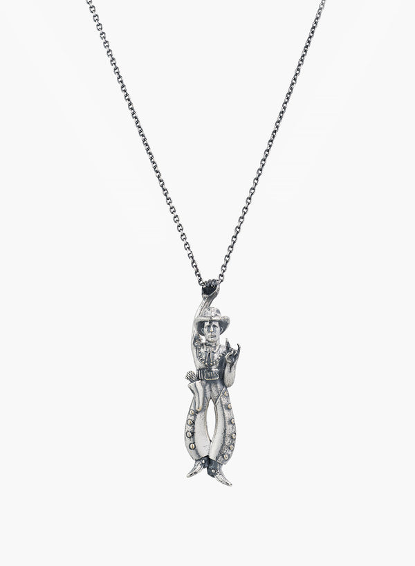 Silver Cowboy Pendant Necklace