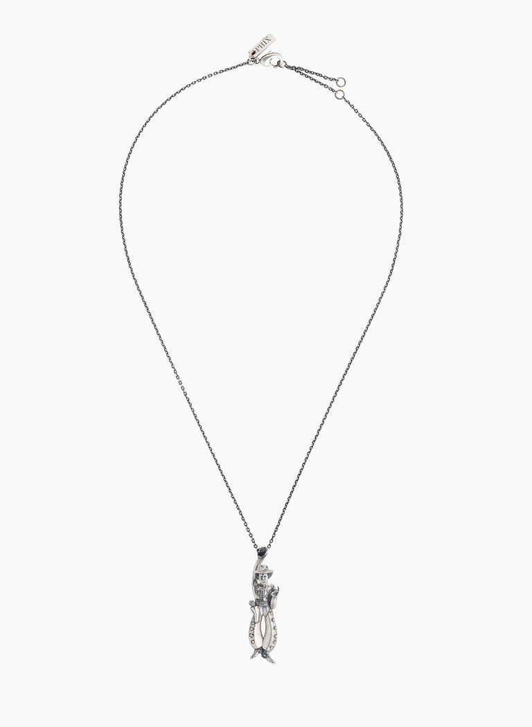 Silver Cowboy Pendant Necklace