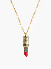 Gold Vintage Lipstick Pendant Necklace