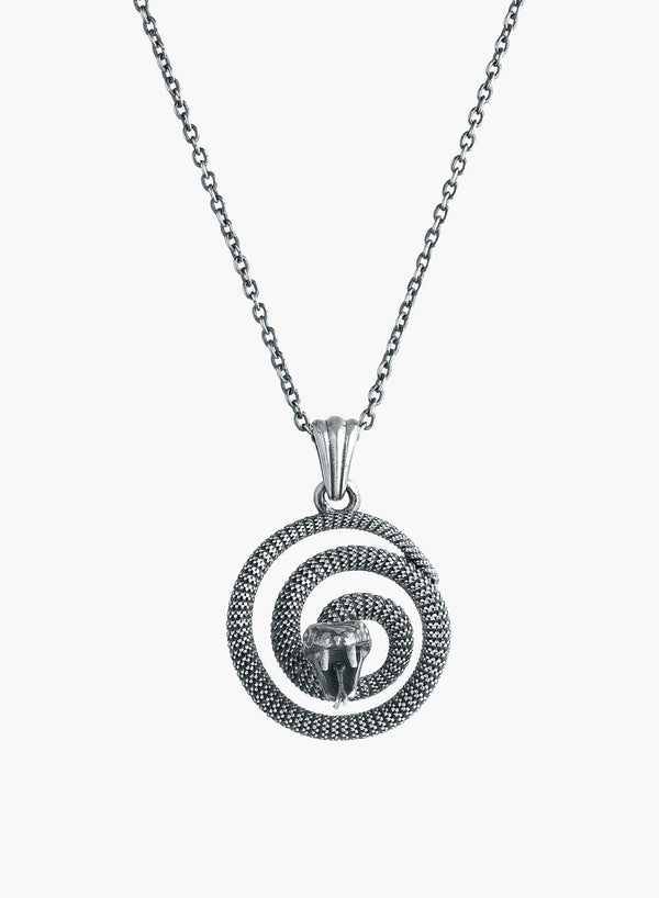 Silver Serpent Coil Necklace