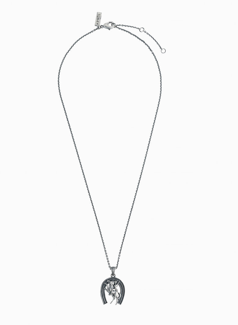 Silver Cowgirl Horseshoe Pendant Necklace