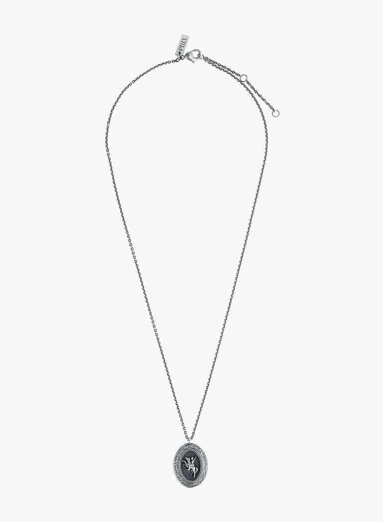 Silver Oval Western Cowgirl Pendant Necklace