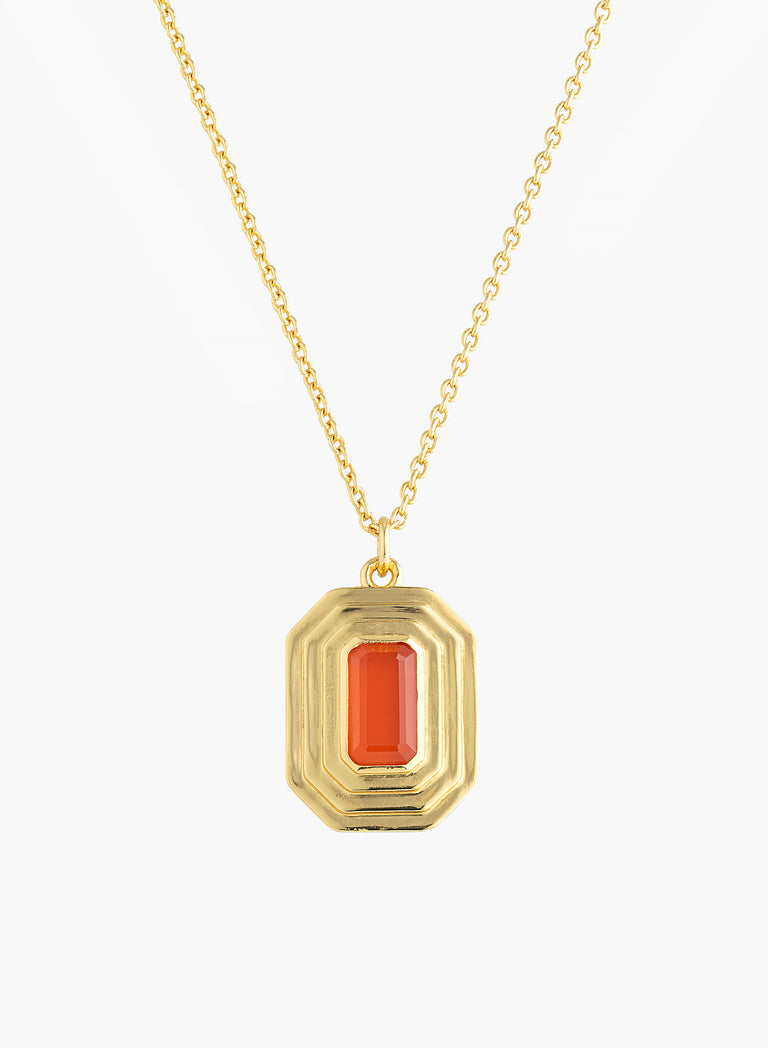 Gold Octagon Pendant Necklace