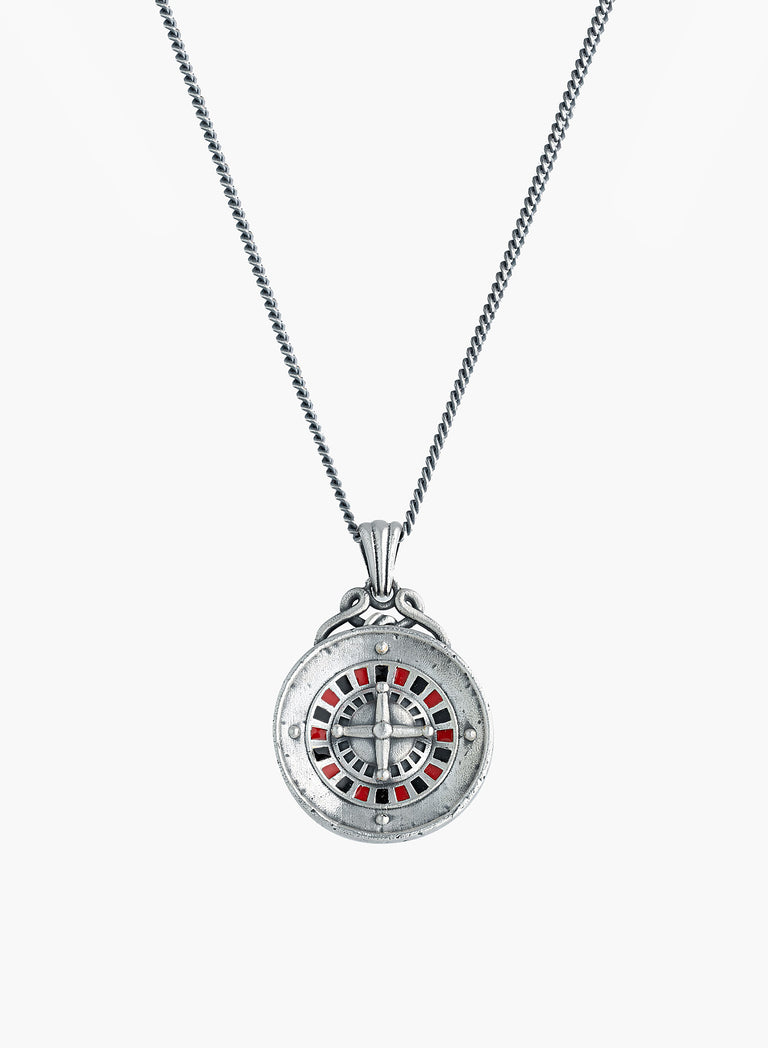 Silver Roulette Pendant Necklace