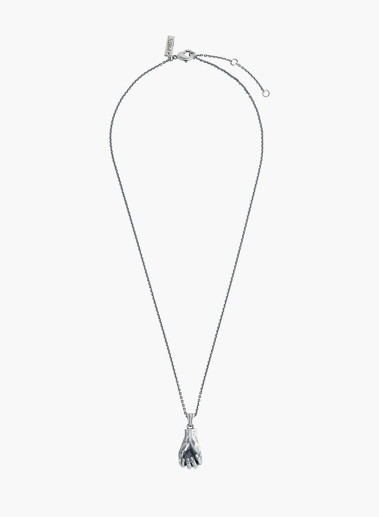 Silver Hand Plectrum Pendant Necklace
