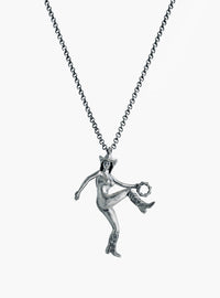 Silver Tambourine Girl Pendant Necklace