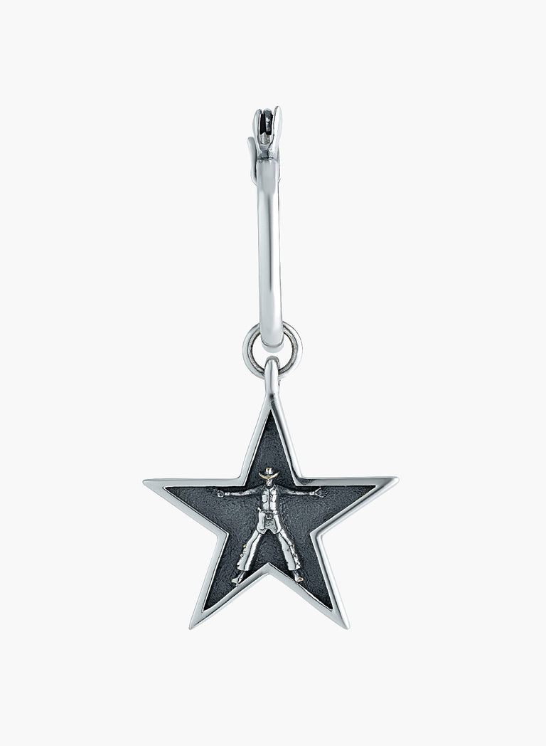 Silver Cowboy Star Earring