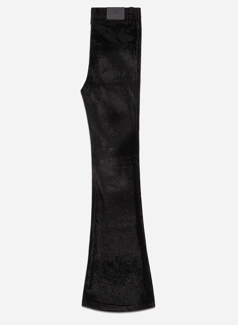 Phix X Rolling Stones Denim Rhinestone Red Tongue Denim Flares