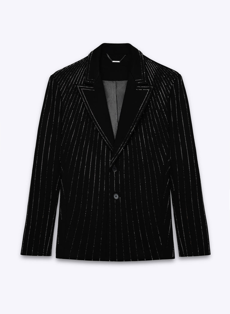 Black Embellished Rhinestone Sequin Blazer