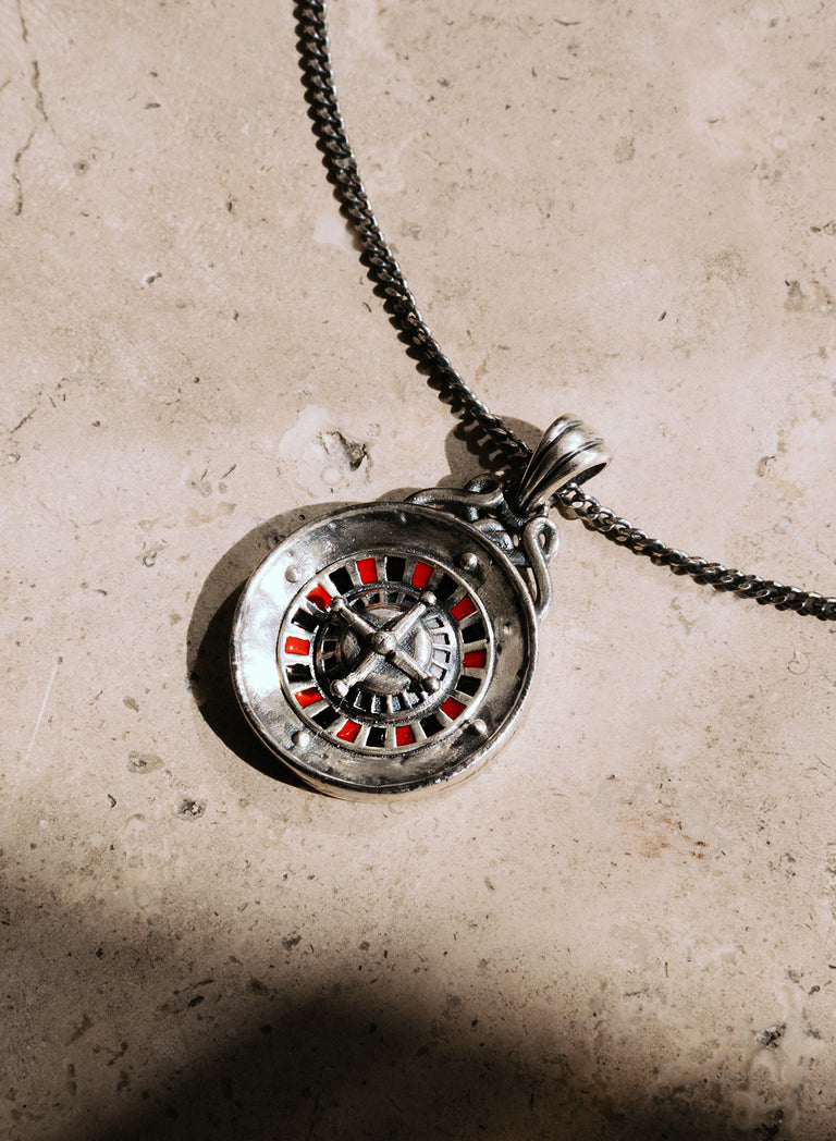 Silver Roulette Pendant Necklace