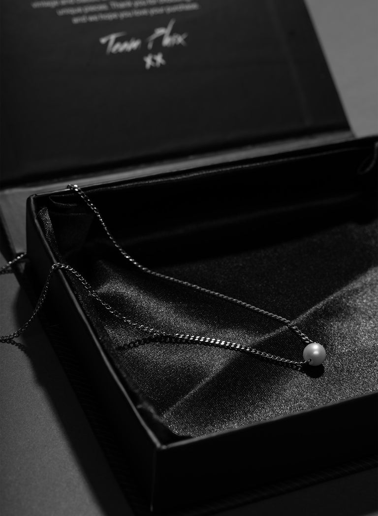 Real Pearl 2mm Silver Chain Necklace