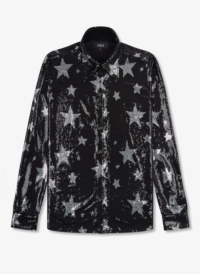 Black Star Sequin Embellished Shirt