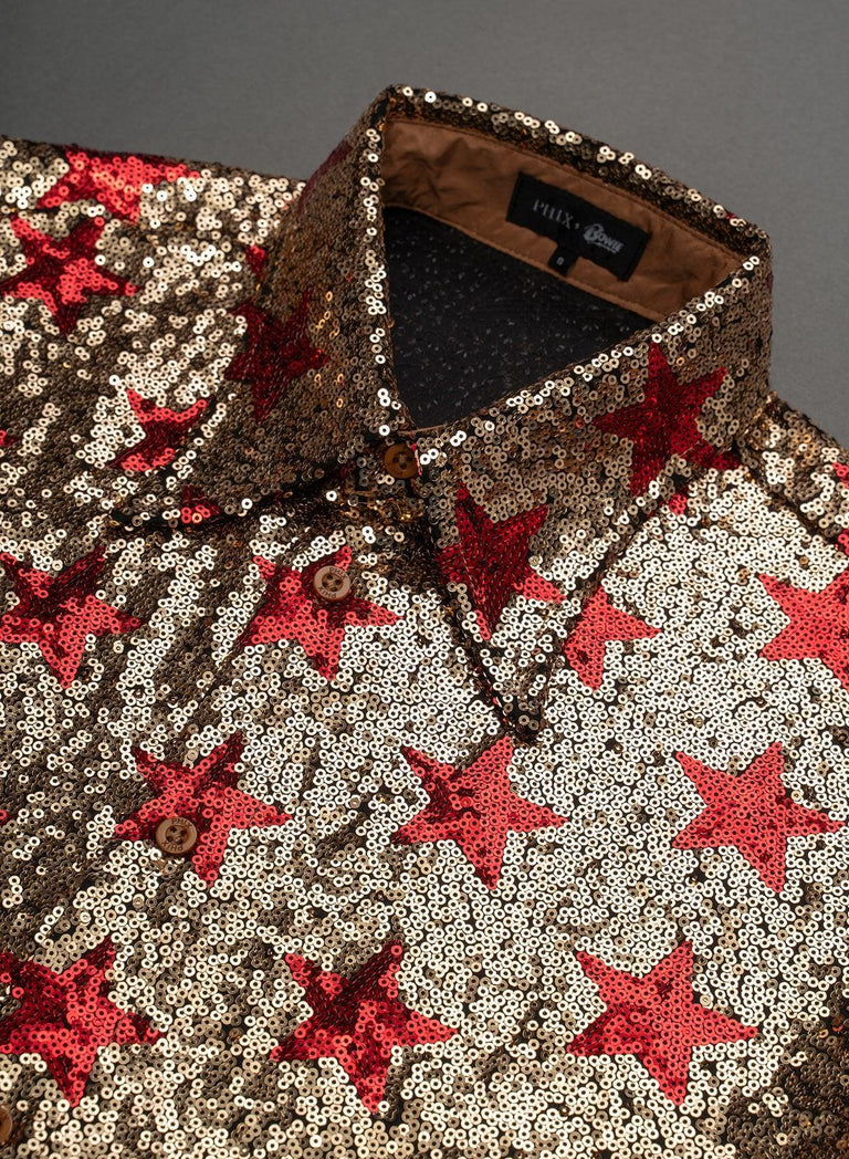 Phix X David Bowie Gold Sequin Star Shirt