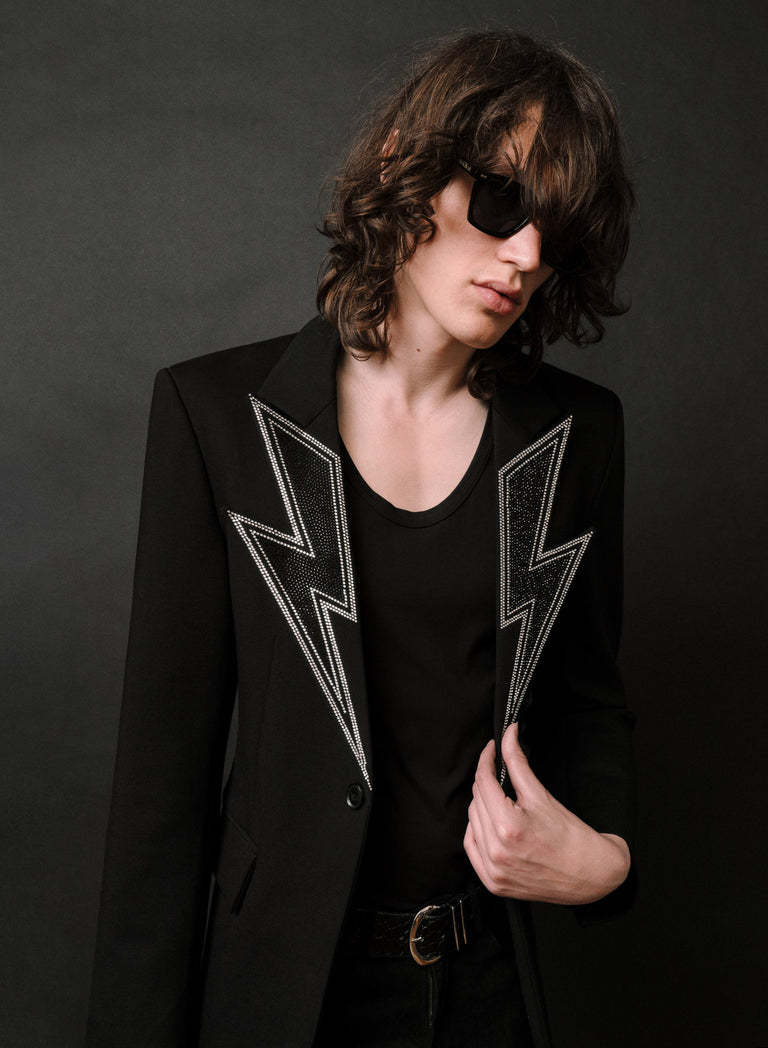 Black Bolt Lapel Blazer