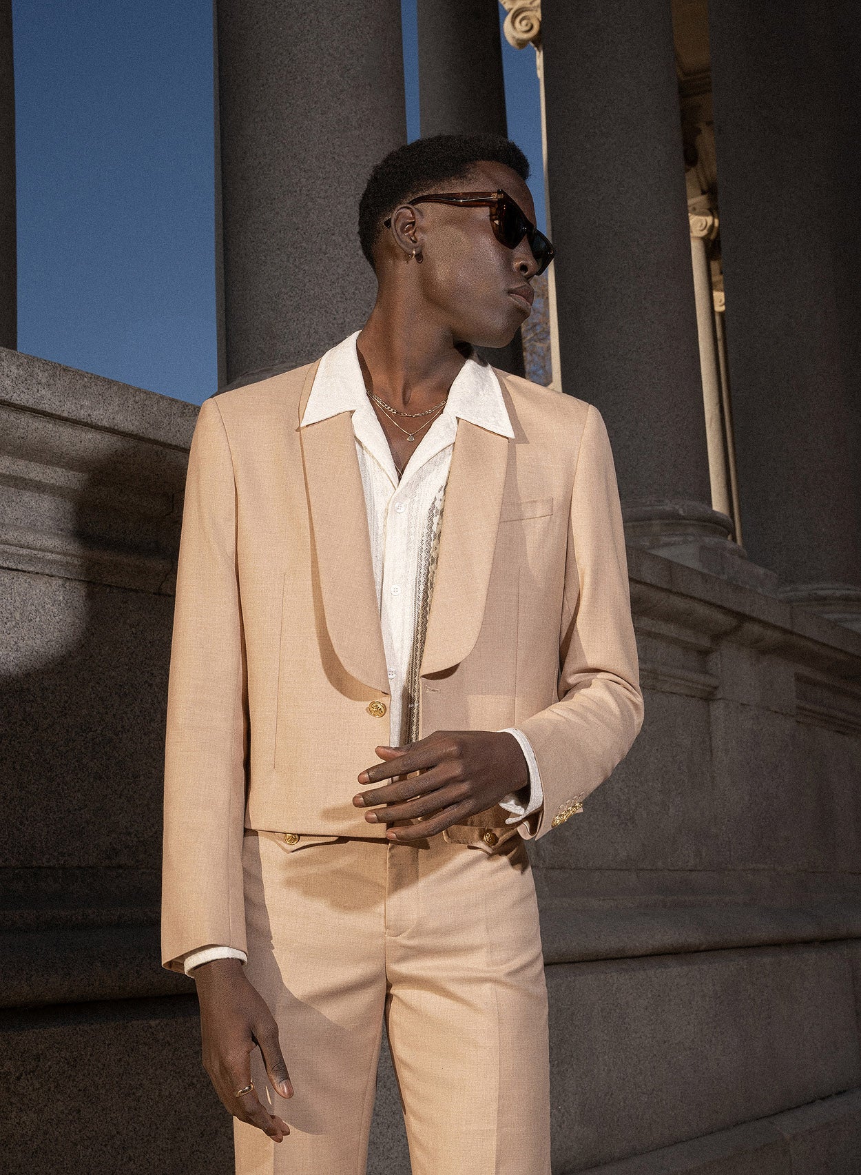 Cream blazer hotsell gold buttons