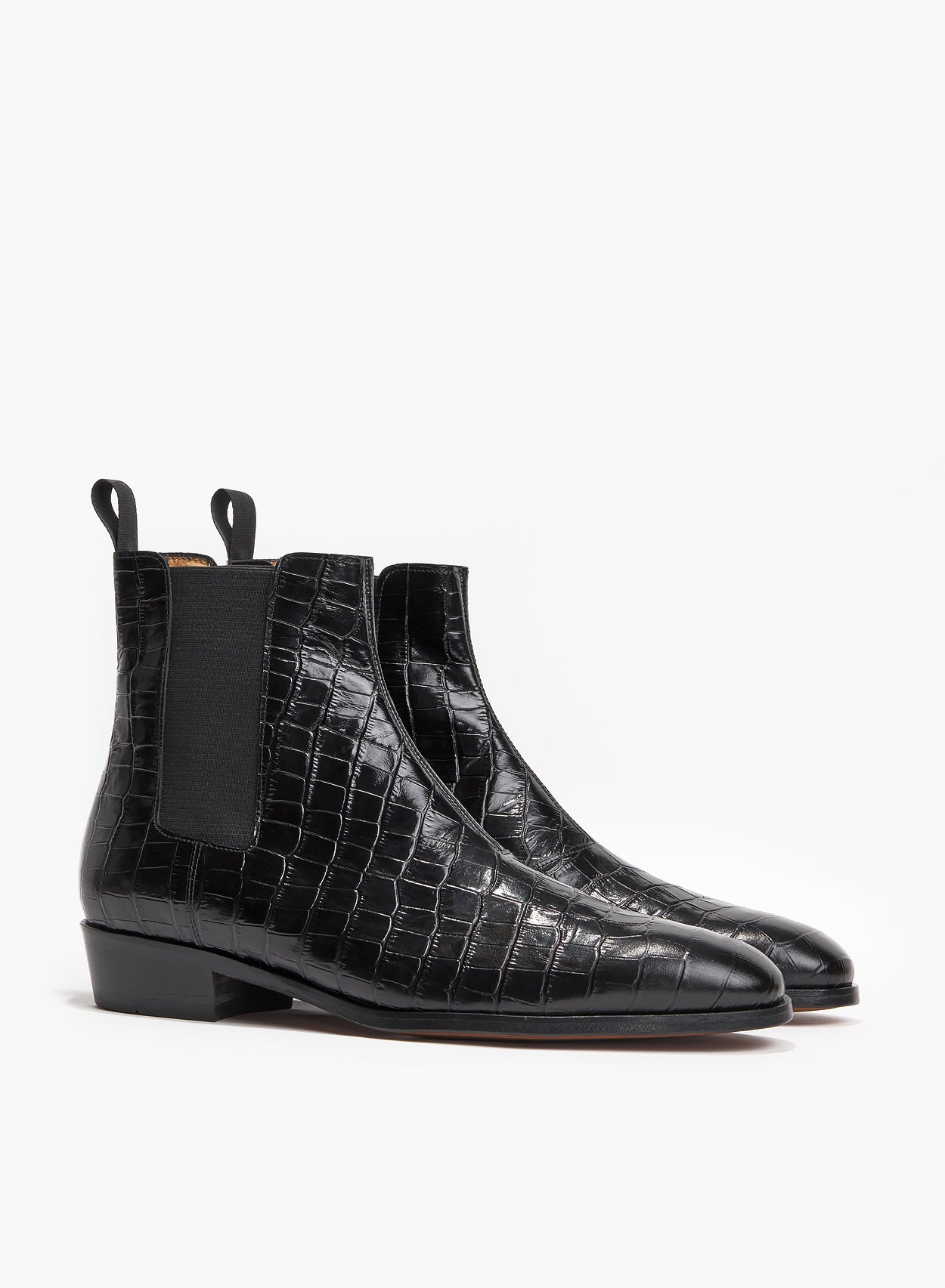 Black Croc effect Leather Chelsea Boot Boots Phix