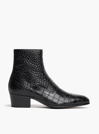 Keith 50mm Black Croc Effect Leather Boot