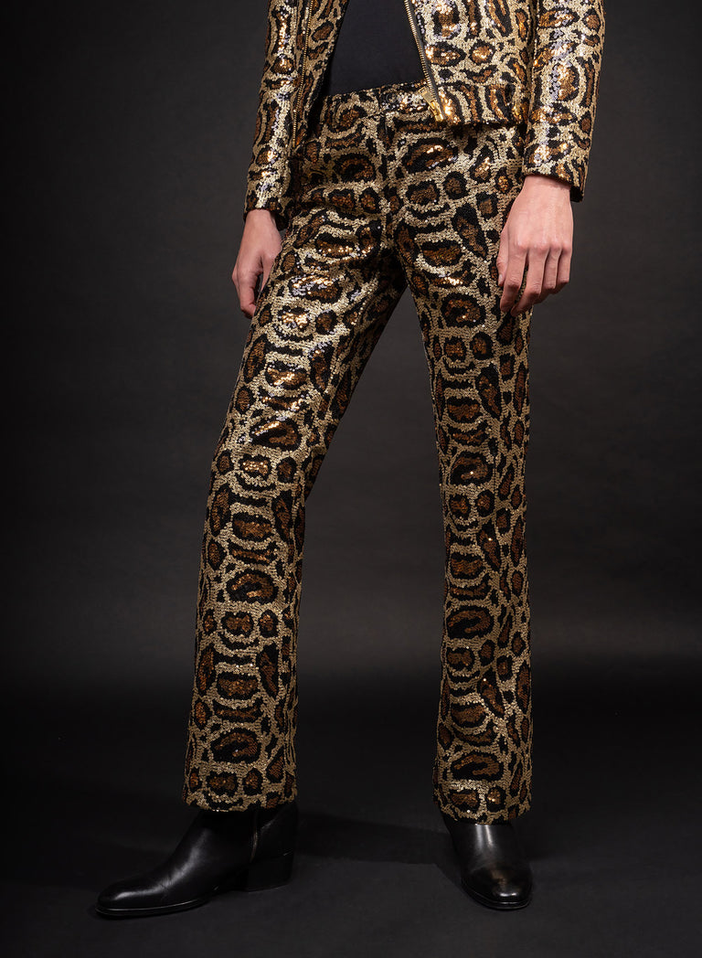 Leopard Sequin Flares