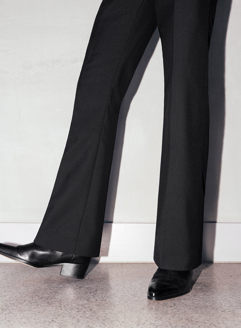 Black Wool Pin Belt Flare