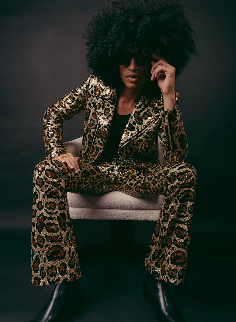 Leopard Sequin Flares